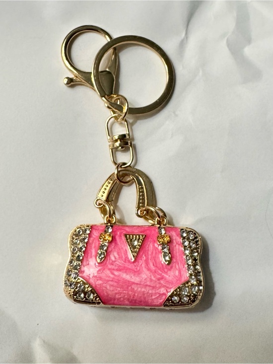 unbranded Accessories - Unbranded Gold-Tone Pink OR Cream Rhinestone Handbag Keychain (price per 1)